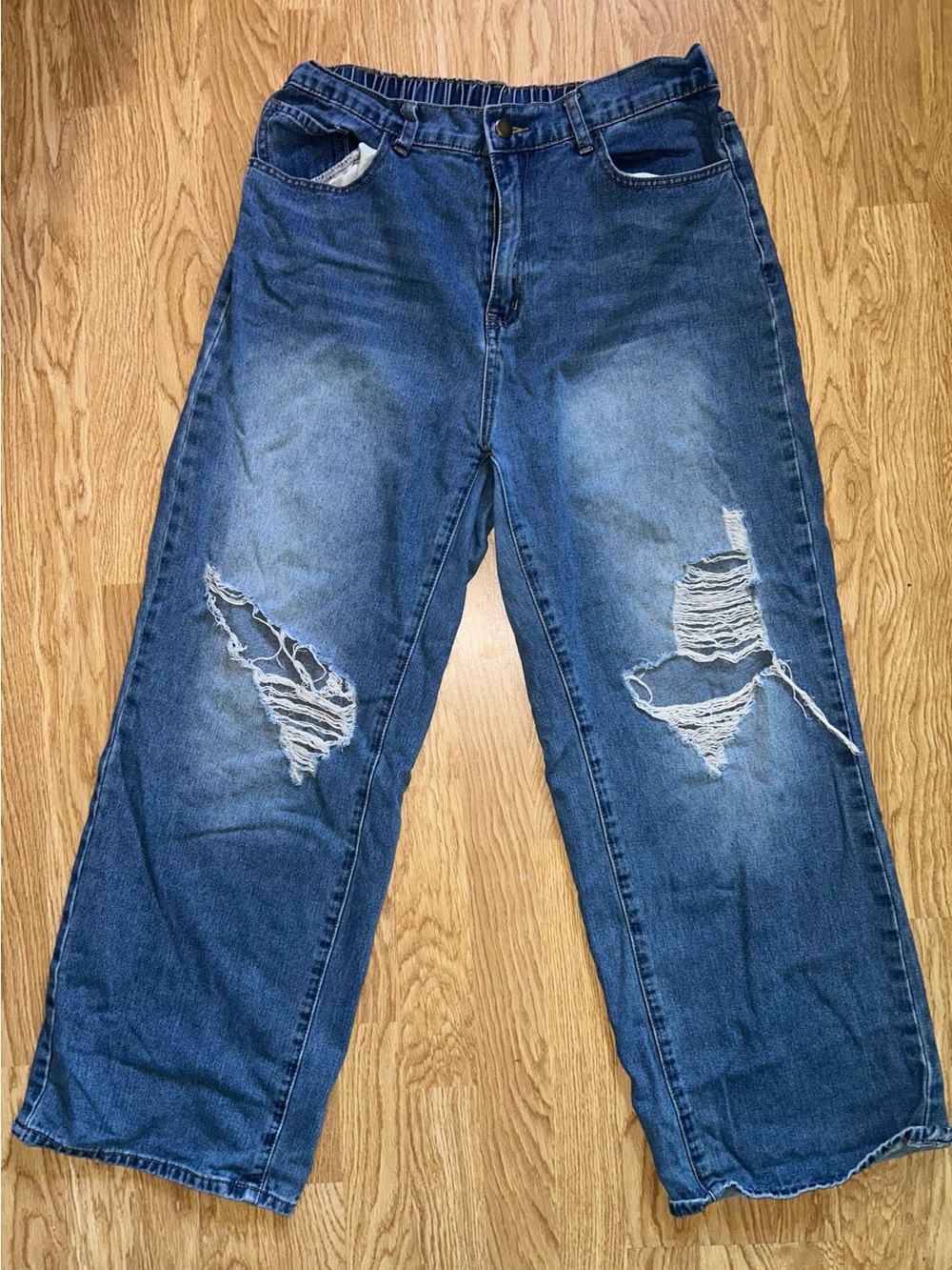 0XL Women’s Wide Leg Grunge Distressed Jeans